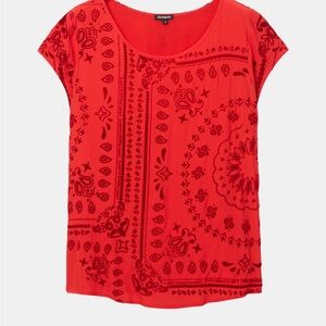 Desigual Red Short Sleeve Top - Size S